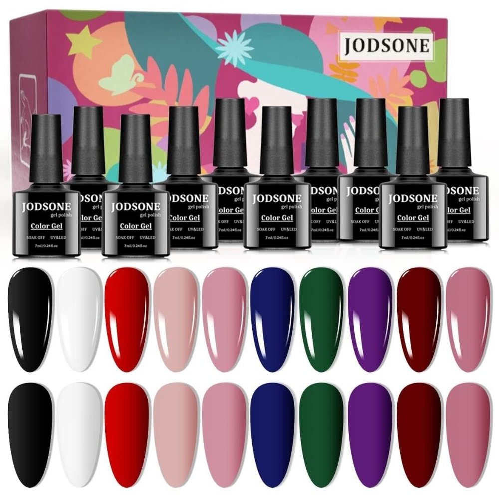 Jodsone 10-Color Gel Nail Polish Starter Kit for Year-Round Glam